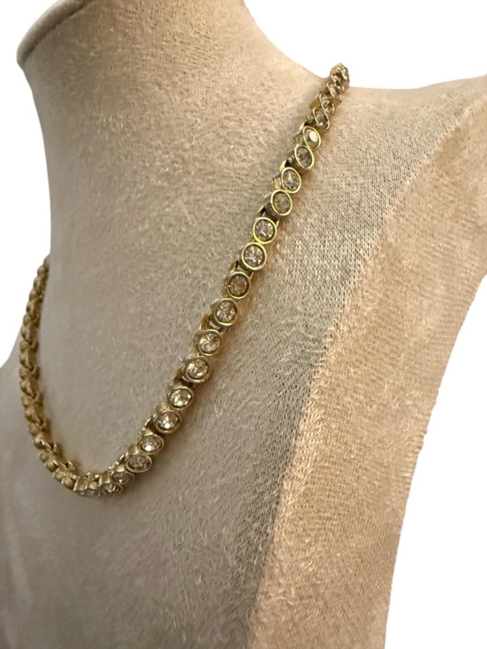 Gold Toned Crystal Tennis Necklace with clear crystals - Picture 4 of 7